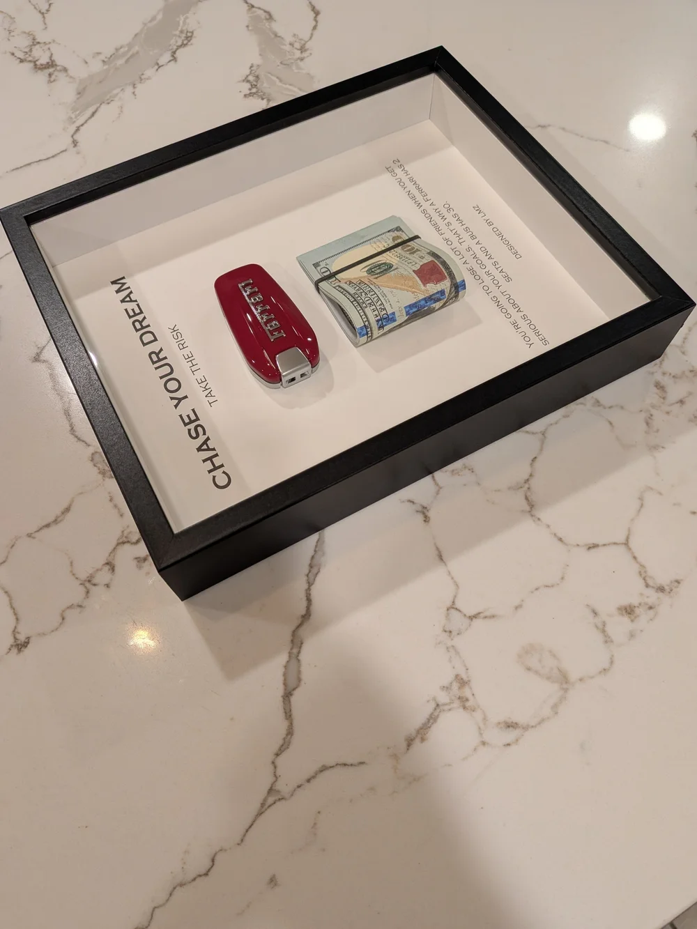 Framed 'Chase Your Dream' Shadow Box Wall Art with Red Accent